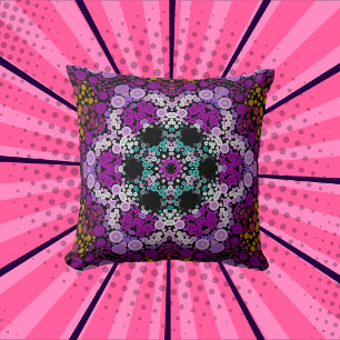 Dot Mandala Flower Blue Pink and Yellow Kussen