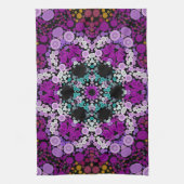 Dot Mandala Flower Blue Pink and Yellow Theedoek (Verticaal)