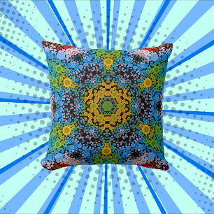 Dot Mandala Flower Blue Yellow en Green Kussen