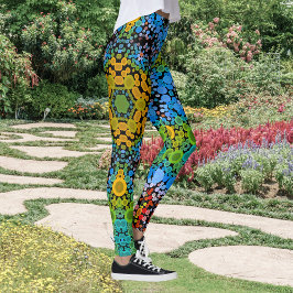 Dot Mandala Flower Blue Yellow en Green Leggings