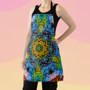 Dot Mandala Flower Blue Yellow en Green Schort