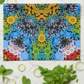 Dot Mandala Flower Blue Yellow en Green Theedoek (Gevouwen)