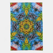 Dot Mandala Flower Blue Yellow en Green Theedoek (Verticaal)