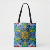 Dot Mandala Flower Blue Yellow en Green Tote Bag (Voorkant)