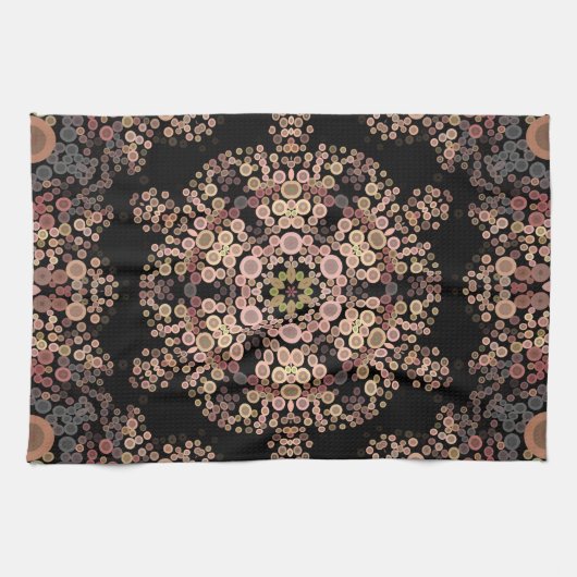 Dot Mandala Flower Brown and Grey Theedoek (Horizontaal)