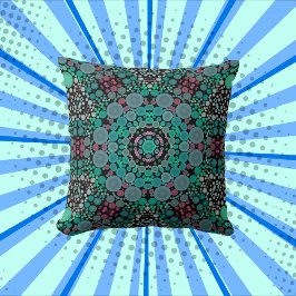 Dot Mandala Flower Green Blue en Red Kussen
