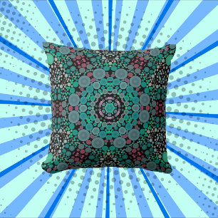 Dot Mandala Flower Green Blue en Red Kussen