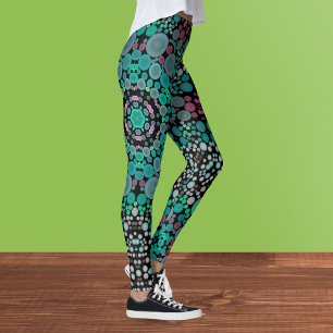 Dot Mandala Flower Green Blue en Red Leggings