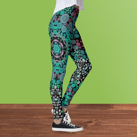 Dot Mandala Flower Green Blue en Red Leggings