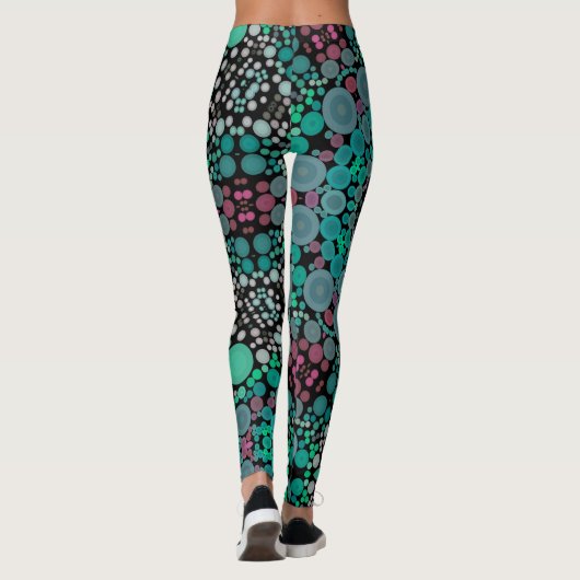Dot Mandala Flower Green Blue en Red Leggings (Achterkant)