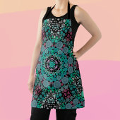 Dot Mandala Flower Green Blue en Red Schort