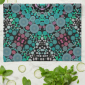 Dot Mandala Flower Green Blue en Red Theedoek (Gevouwen)
