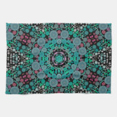 Dot Mandala Flower Green Blue en Red Theedoek (Horizontaal)