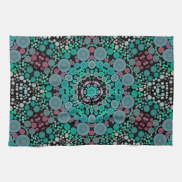 Dot Mandala Flower Green Blue en Red Theedoek