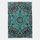 Dot Mandala Flower Green Blue en Red Theedoek (Verticaal)