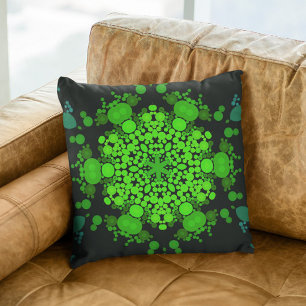 Dot Mandala Flower Green en Black Kussen