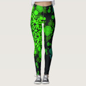 Dot Mandala Flower Green en Black Leggings (Voorkant)