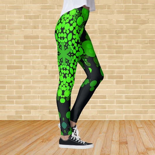 Dot Mandala Flower Green en Black Leggings