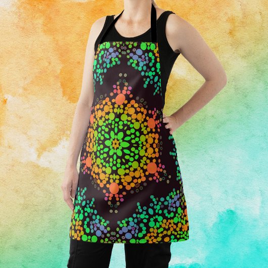 Dot Mandala Flower Green Oranje and Blue Schort