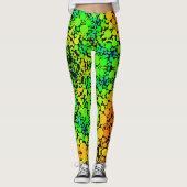 Dot Mandala Flower Green Oranje and Yellow Leggings (Voorkant)