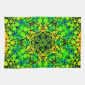 Dot Mandala Flower Green Oranje and Yellow Theedoek (Horizontaal)
