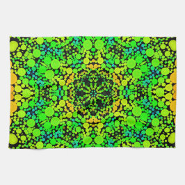 Dot Mandala Flower Green Oranje and Yellow Theedoek