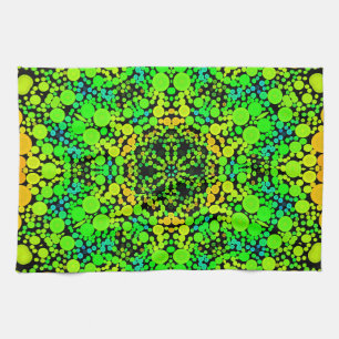 Dot Mandala Flower Green Oranje and Yellow Theedoek