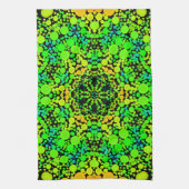 Dot Mandala Flower Green Oranje and Yellow Theedoek (Verticaal)