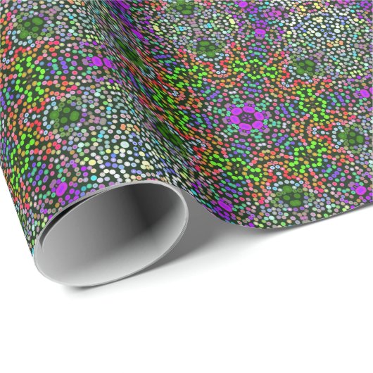 Dot Mandala Flower Green Paars en Oranje Cadeaupapier (Rol Hoek)