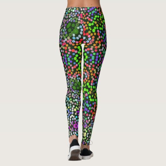 Dot Mandala Flower Green Paars en Oranje Leggings (Achterkant)