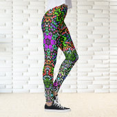 Dot Mandala Flower Green Paars en Oranje Leggings
