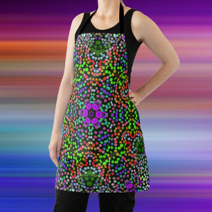 Dot Mandala Flower Green Paars en Oranje Schort