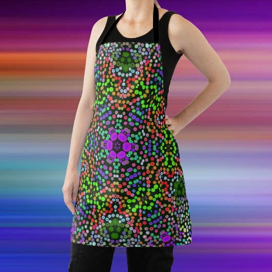 Dot Mandala Flower Green Paars en Oranje Schort