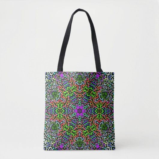 Dot Mandala Flower Green Paars en Oranje Tote Bag (Voorkant)