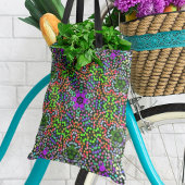 Dot Mandala Flower Green Paars en Oranje Tote Bag
