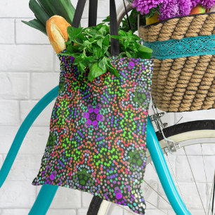 Dot Mandala Flower Green Paars en Oranje Tote Bag