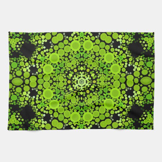 Dot Mandala Flower Green Theedoek (Horizontaal)