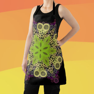 Dot Mandala Flower Green Yellow and Paars Schort
