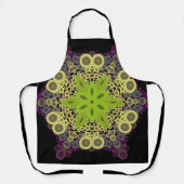 Dot Mandala Flower Green Yellow and Paars Schort (Voorkant)