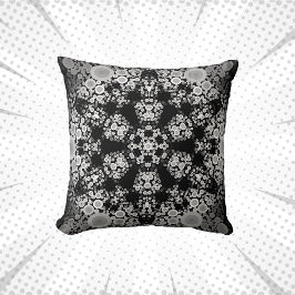 Dot Mandala Flower Grey and Black Kussen
