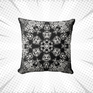 Dot Mandala Flower Grey and Black Kussen