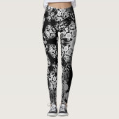 Dot Mandala Flower Grey and Black Leggings (Voorkant)