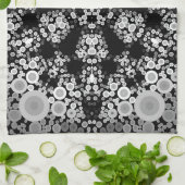 Dot Mandala Flower Grey and Black Theedoek (Gevouwen)