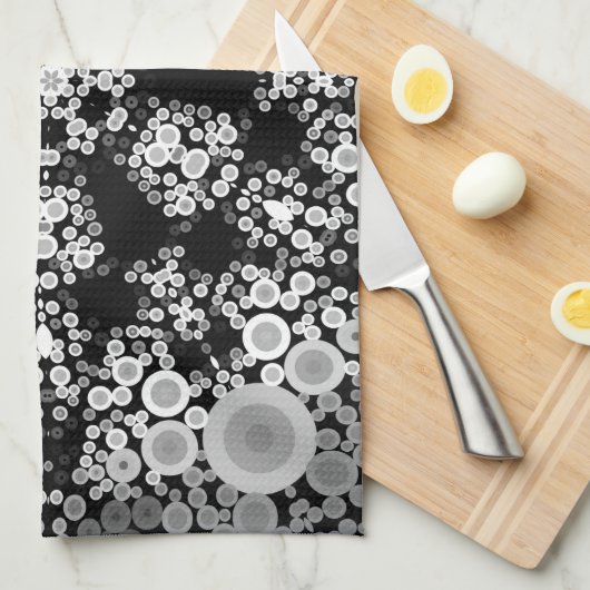Dot Mandala Flower Grey and Black Theedoek (Quarter Fold)