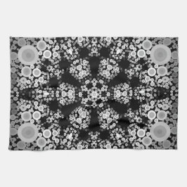 Dot Mandala Flower Grey and Black Theedoek