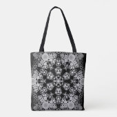 Dot Mandala Flower Grey and Black Tote Bag (Achterkant)