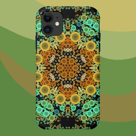 Dot Mandala Flower Oranje Green and Blue Case-Mate iPhone Case