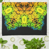 Dot Mandala Flower Oranje Yellow Green and Blue Theedoek (Gevouwen)