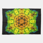 Dot Mandala Flower Oranje Yellow Green and Blue Theedoek (Horizontaal)