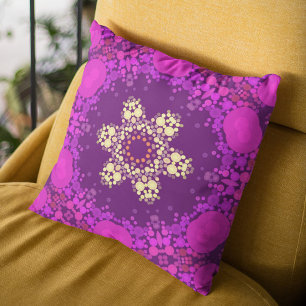 Dot Mandala Flower Pink and Yellow Kussen